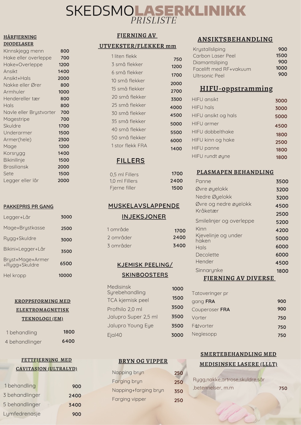 Prisliste 2025